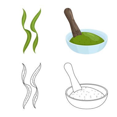 Protein ve deniz simge vektör Illustration. Protein ve hisse senedi için doğal vektör simge kümesi.