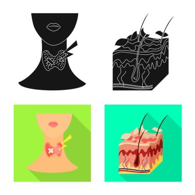 Vektör tasarımı tıbbi ve ağrı simgesi. Tıp topluluğu ve hisse senedi için hastalık vektör simgesi.