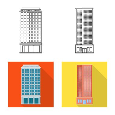 Belediye vektör tasarımı ve Merkez kutsal kişilerin resmi. Emlak hisse senedi vektör çizim ve Belediye kümesi.
