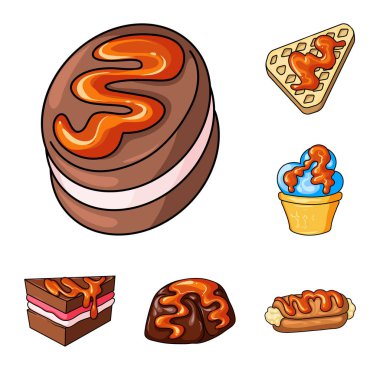 Tatlı ve tatlı işareti Vektör illüstrasyon. Tatlı ve gıda stok vektör illüstrasyon seti.