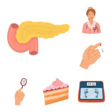 Mellitus ve diyabet işareti vektör Illustration. Web için mellitus ve diyet stok sembolü seti.