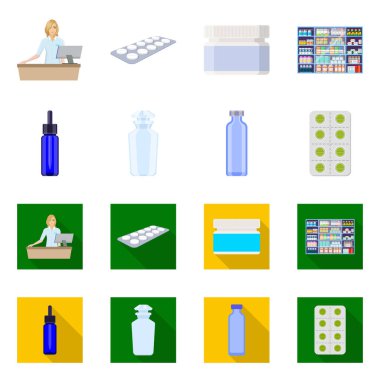 Perakende ve sağlık simge yalıtılmış nesne. Perakende ve sağlık hisse senedi vektör çizim topluluğu.