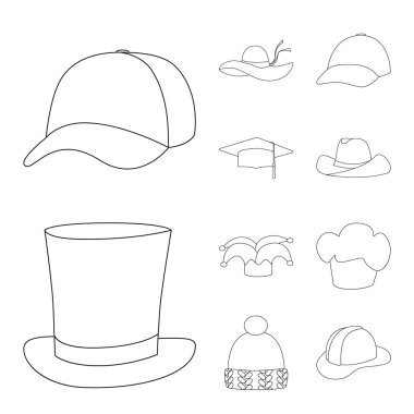 Başlık ve Napper sembolü izole nesne. Web için başlık ve Helmet stok sembolü koleksiyonu.