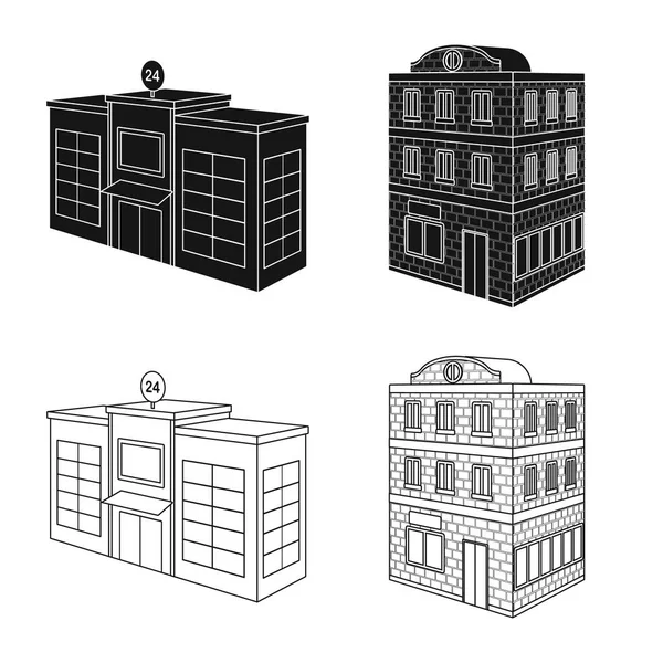 Objeto aislado de construcción e icono del edificio. Conjunto de construcción y stock de bienes símbolo para web . — Vector de stock