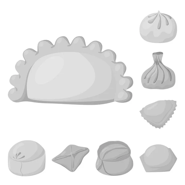 Vector design of dumplings and stuffed symbol. Collection of dumplings and dish vector icon for stock. — Stock Vector
