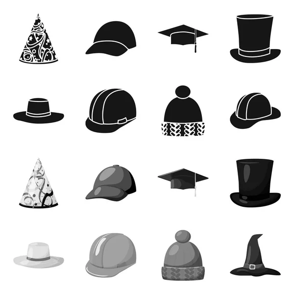 Εικονογράφηση διάνυσμα ρούχα και καπάκι λογότυπο. Συλλογή ρουχισμού και εικονογράφηση διάνυσμα απόθεμα μπερέ. — Διανυσματικό Αρχείο