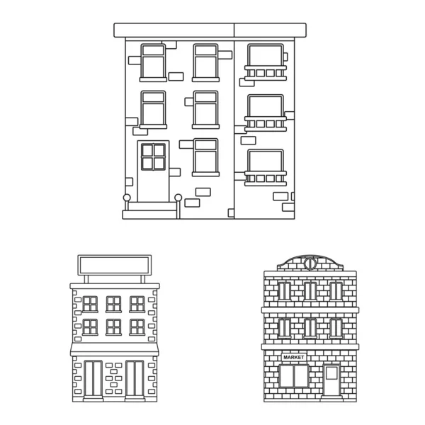 Illustrazione vettoriale di architettura e logo esterno. Collezione di architettura e city stock symbol per il web . — Vettoriale Stock