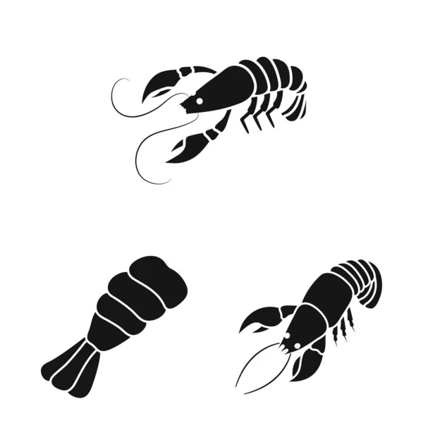 Illustration vectorielle du logo viande et délicatesse. Ensemble de symbole de bouillon de viande et de crabe pour la toile . — Image vectorielle