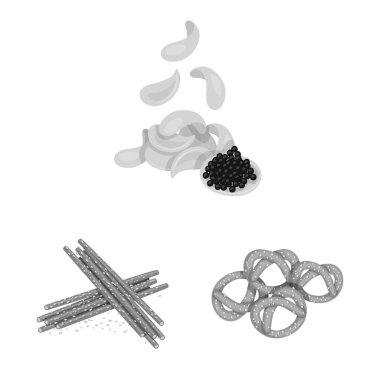 Tat ve pişirme logosu izole nesne. Stok vektör illüstrasyonda tat ve mevsim seti.