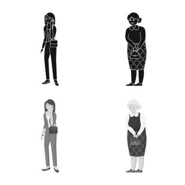 Karakter ve avatar logo vektör tasarımı. Hisse senedi için karakter ve portre vektör simge kümesi.