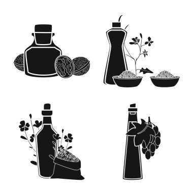 Petrol ve tarım sembolü izole nesne. Web için yağ ve cam stok sembolü seti.