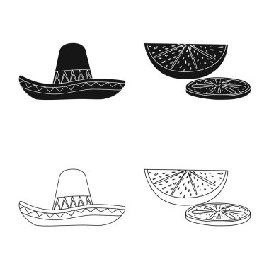 Kafe ve Latin işareti vektör tasarımı. Kafe ve ulusal hisse senedi vektör çizim koleksiyonu.