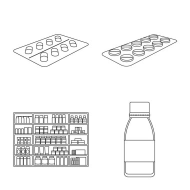Eczane ve ilaç işareti vektör tasarımı. Hisse senedi için eczane ve sağlık vektör simge topluluğu.
