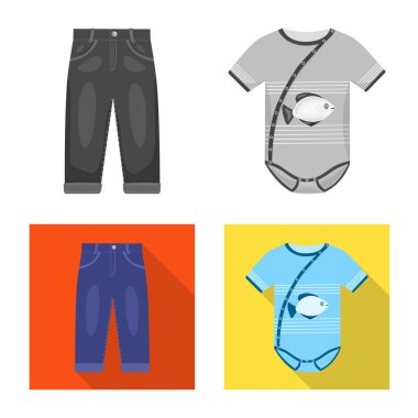 Moda ve giysi simge vektör Illustration. Web için moda ve pamuk hisse senedi simgesi kümesi.