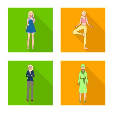 Kadın ve vücut logosu izole nesne. Kadın ve stil stok vektör illüstrasyon seti.