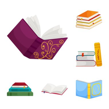 Kütüphane ve kitapçı logosu vektör illüstrasyon. Kütüphane ve edebiyat stok vektör illüstrasyon seti.