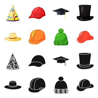 Giyim ve kap simge vektör tasarımı. Giyim ve bere hisse senedi simgesi için web topluluğu.