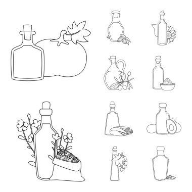 Sağlıklı ve sebze logosunun vektör tasarımı. Stok için sağlıklı ve organik vektör simgesi koleksiyonu.