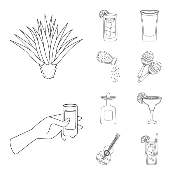 Ilustração vetorial do ícone do México e da tequila. Coleção de México e símbolo de estoque de fiesta de web . — Vetor de Stock