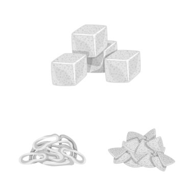 Ürün ve menü logosunun izole nesnesi. Stok için ürün ve bar vektör simgesi kümesi.