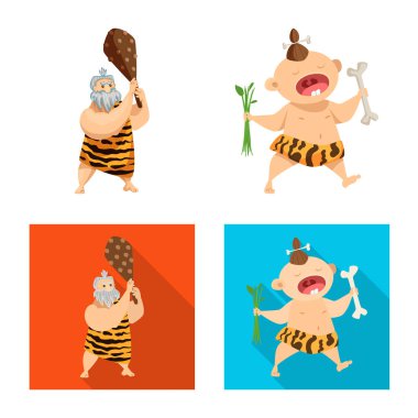 Evrim ve tarih öncesi logo vektör tasarımı. Evrim ve geliştirme hisse senedi vektör çizim seti.