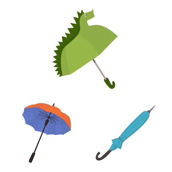 Ізольований об'єкт парасольки та піктограми дощу. Колекція парасольок і погодних умов Векторні ілюстрації . — стоковий вектор