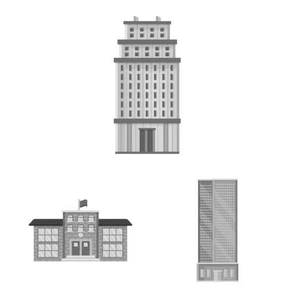 Projeto vetorial de construção e logotipo da cidade. Coleção de construção e centro de símbolo de estoque para web . — Vetor de Stock