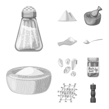 Tuz ve gıda logosu vektör illüstrasyon. Web için tuz ve mineral stok sembolü koleksiyonu.