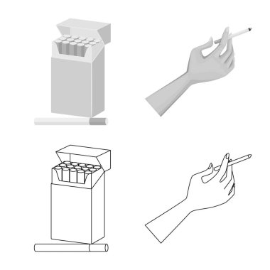 Çöp illüstrasyon vektör ve logo durdurmak. Web için çöp ve alışkanlık hisse senedi simgesi kümesi.