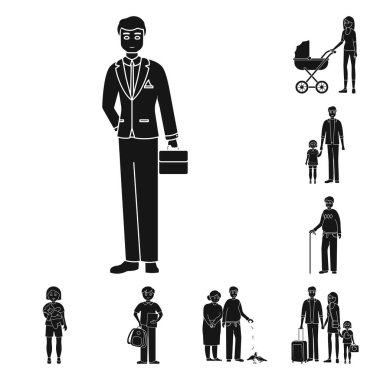 Yüz ve portre sembol vektör Illustration. Web için yüz ve insanlar hisse senedi simgesi kümesi.
