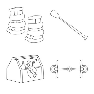 At ve binicilik simgesi izole nesne. At sırtında ve at koleksiyonu hisse senedi için vektör simgesi.