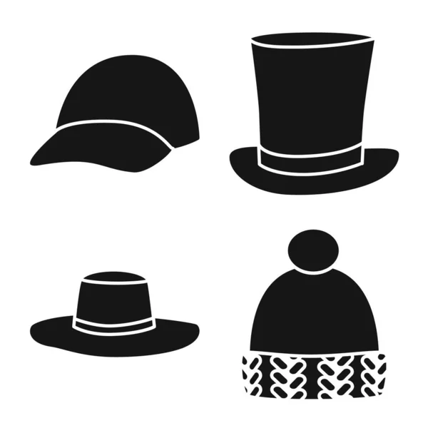 Conception vectorielle de bonnet et icône de béret. Collection de bonnets et de couches symbole stock pour le web . — Image vectorielle