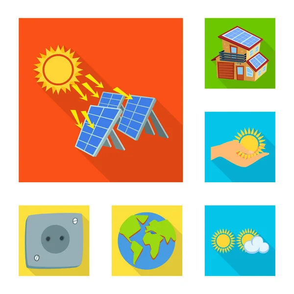 Diseño vectorial de Solar y panel icono. Colección de ilustración de vectores solares y verdes . — Vector de stock