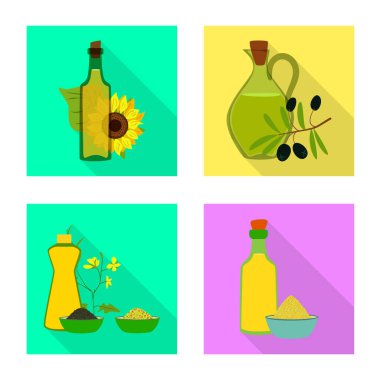 Şişe ve cam simge vektör tasarımı. Web için şişe ve tarım hisse senedi simgesi kümesi.