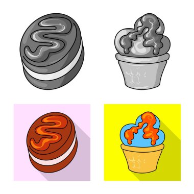 Şekerleme ve mutfak simgesi yalıtılmış nesne. Şekerlemeler ve ürün stok vektör çizim.