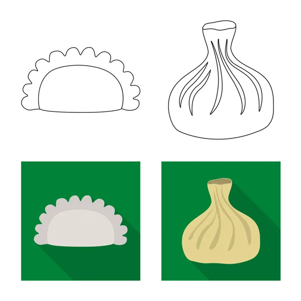 Isoliertes Objekt von Produkten und Kochsymbol. Set von Produkten und Vorspeise Aktiensymbol für Web. — Stockvektor
