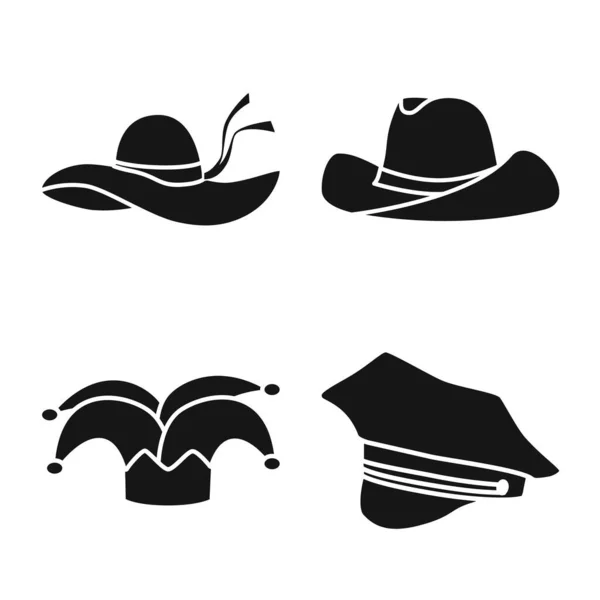 Illustration vectorielle de bonnet et icône de béret. Collection d'illustration vectorielle de stock de bonnets et couches . — Image vectorielle