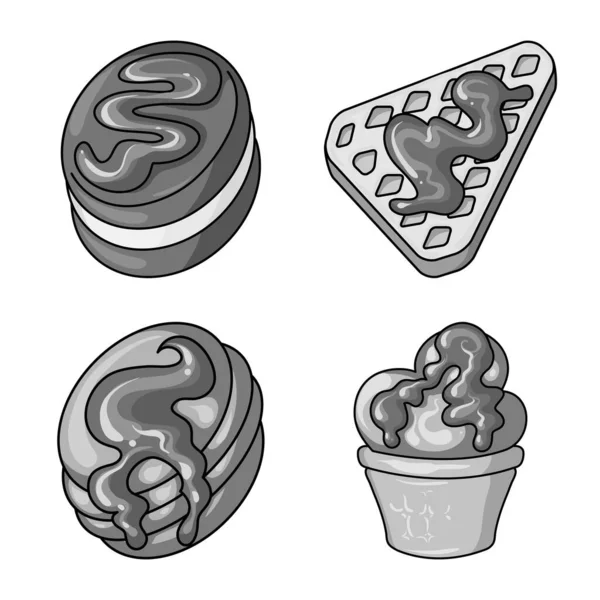 Objet isolé de symbole doux et caramel. Jeu d'illustration vectorielle de bouillon sucré et culinaire . — Image vectorielle