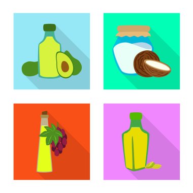 Şişe ve cam simge vektör tasarımı. Web için şişe ve tarım hisse senedi simgesi kümesi.