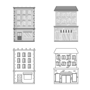 Belediye tasarımını vektör ve logo Merkezi. Web için belediye ve Emlak hisse senedi simgesi kümesi.