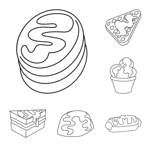 Ilustración vectorial del signo dulce y del producto. Conjunto de dulce y caramelo icono vectorial para stock . — Vector de stock