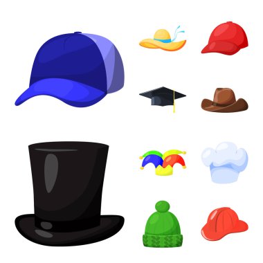 Şapkalar ve napper sembolü yalıtılmış nesne. Hisse senedi için başlıklar ve kask vektör simge kümesi.