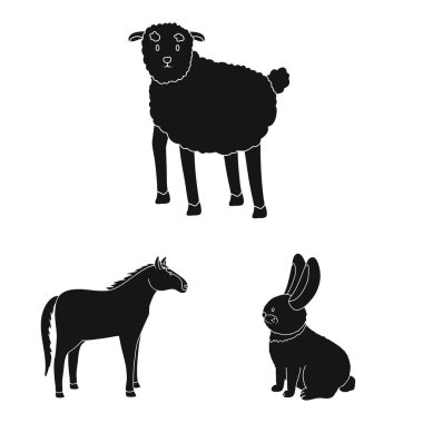 Çiftlik vektör tasarımı ve organik sembol. Stok için çiftlik ve gıda vektör simgesi kümesi.