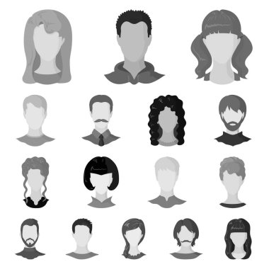 Karakter ve profil işaretivektör illüstrasyon. Stok için karakter ve kukla vektör simgesinin toplanması.