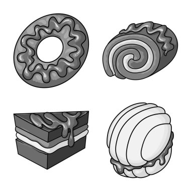 Tatlı ve karamel sembolüizole nesne. Stok için tatlı ve mutfak vektör simgesi koleksiyonu.