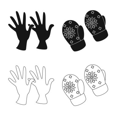 Vektör tasarımı siluet ve güvenlik sembolü. Web için siluet ve konfor hisse senedi simgesi kümesi.