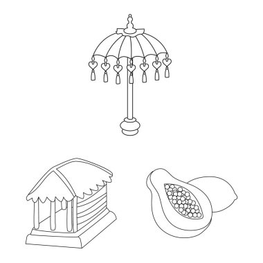 Bali ve Karayip sembolü izole nesne. Web için Bali ve Coğrafya stok sembolü koleksiyonu.