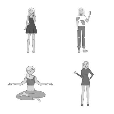 Duygu ve kadın işareti vektör Illustration. Web için duygular ve vücut stok sembolü koleksiyonu.