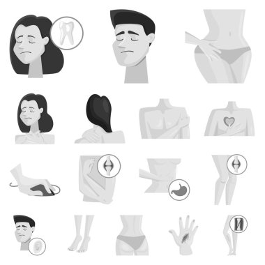 Acı ve yaralanma işareti tasarımı vektör. Acı ve zarar hisse senedi simgesi için web topluluğu.