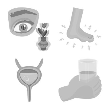 Sağlık ve diyet simge vektör Illustration. Sağlık ve hastalık hisse senedi vektör çizim seti.